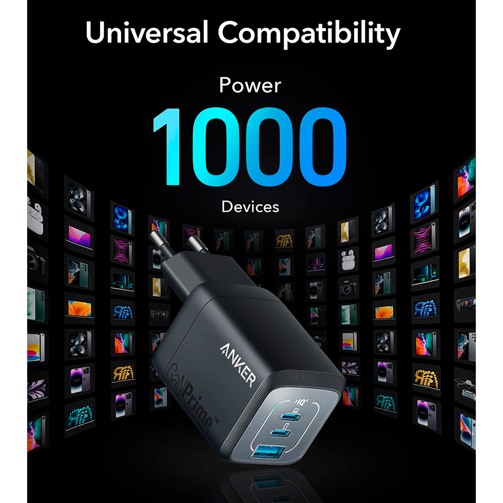 Зарядний пристрій ANKER GaNPrime Charger 67W 1xUSB-A, 2xUSB-C Black (A2669313)