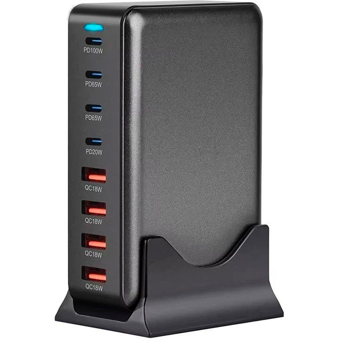 Зарядний пристрій ESSAGER Engine 320W 4xUSB-A, 4xUSB-C GaN Table Charger Black (EZC320W-QJB0G-Z)