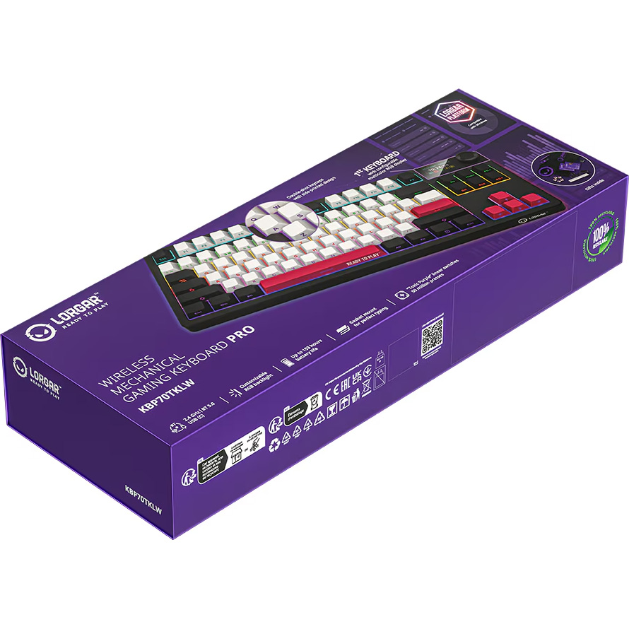 Клавіатура бездротова LORGAR KBP70TKLW Black/Red (LRG-KBP70TKLW-BK-US)