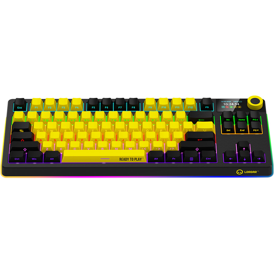 Клавіатура бездротова LORGAR KBP70TKLW Black/Yellow (LRG-KBP70TKLW-YL-US)