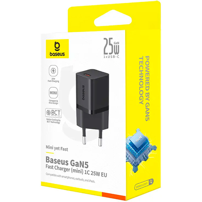 Зарядное устройство BASEUS GaN5 Mini Fast Charger 1C PD3.0 25W Black (P10110909113-00)