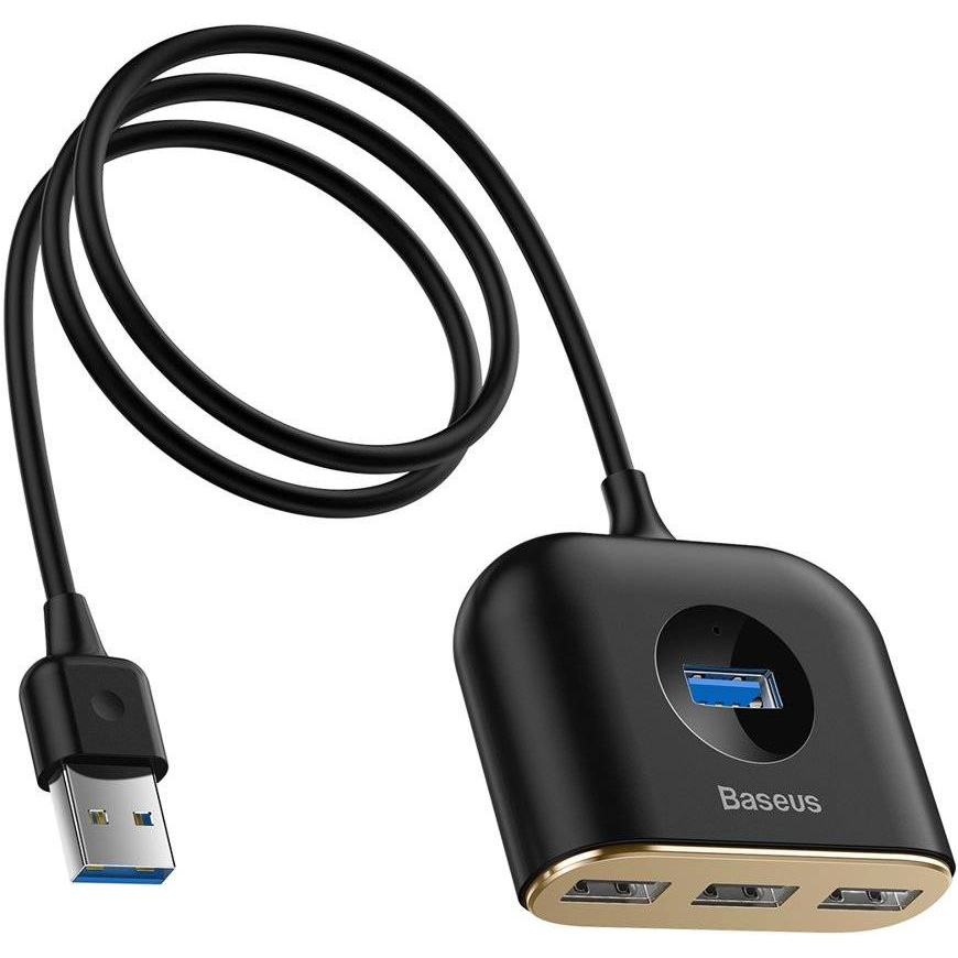 USB-хаб BASEUS Square Round 4-in-1 USB Hub Adapter Black (CAHUB-AY01)