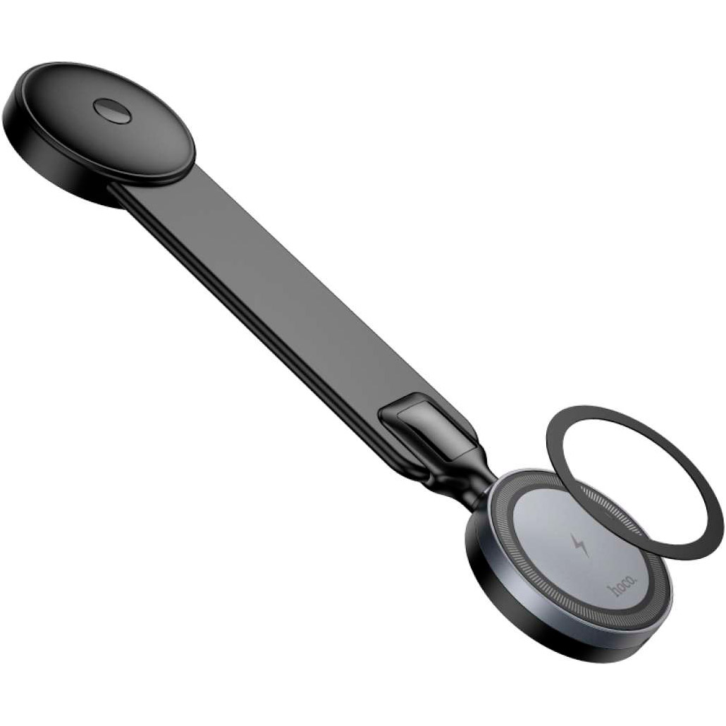 Автотримач з бездротовою зарядкою HOCO HW29 Totem Ring Magnetic Wireless Fast Charging Car Holder Center Console Black