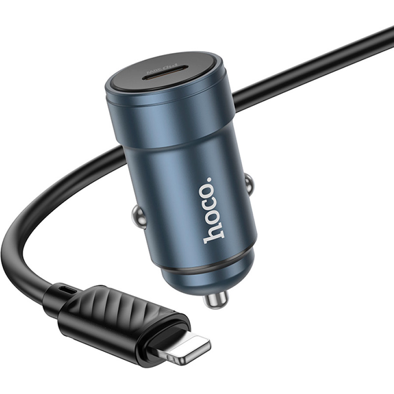 Автомобільний зарядний пристрій HOCO Z57 Glorious 1xUSB-C, PD30W Metal Gray w/Type-C to Lightning cable (6942007633062)