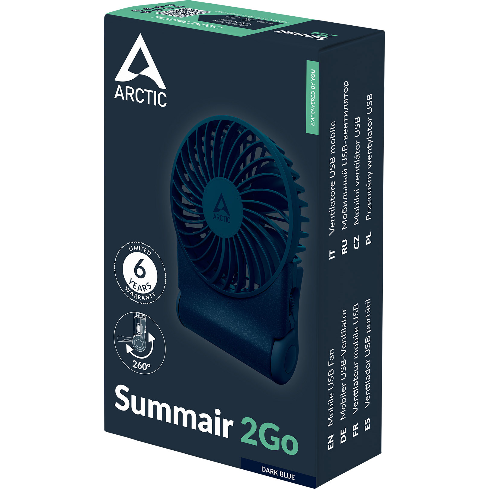 Настільний портативний вентилятор ARCTIC Summair 2Go Deep Blue (AEBRZ00028A)