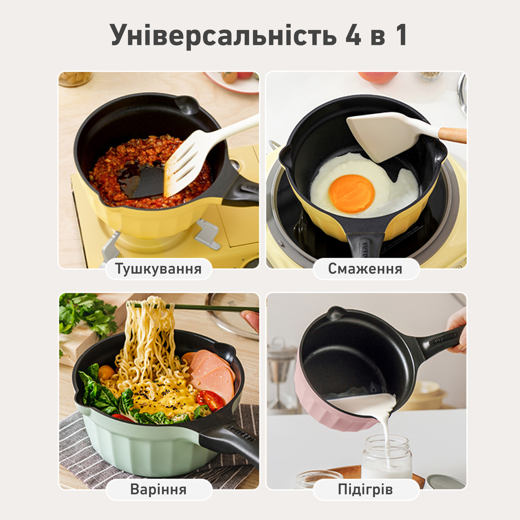Ківш з кришкою BUYDEEM CP141 Mellow Yellow 18см 1.8л