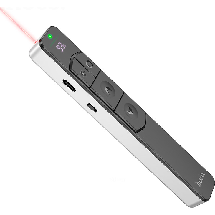 Лазерна указка HOCO GM202 Smart PPT Page Turning Pen Red Beam Black/Silver