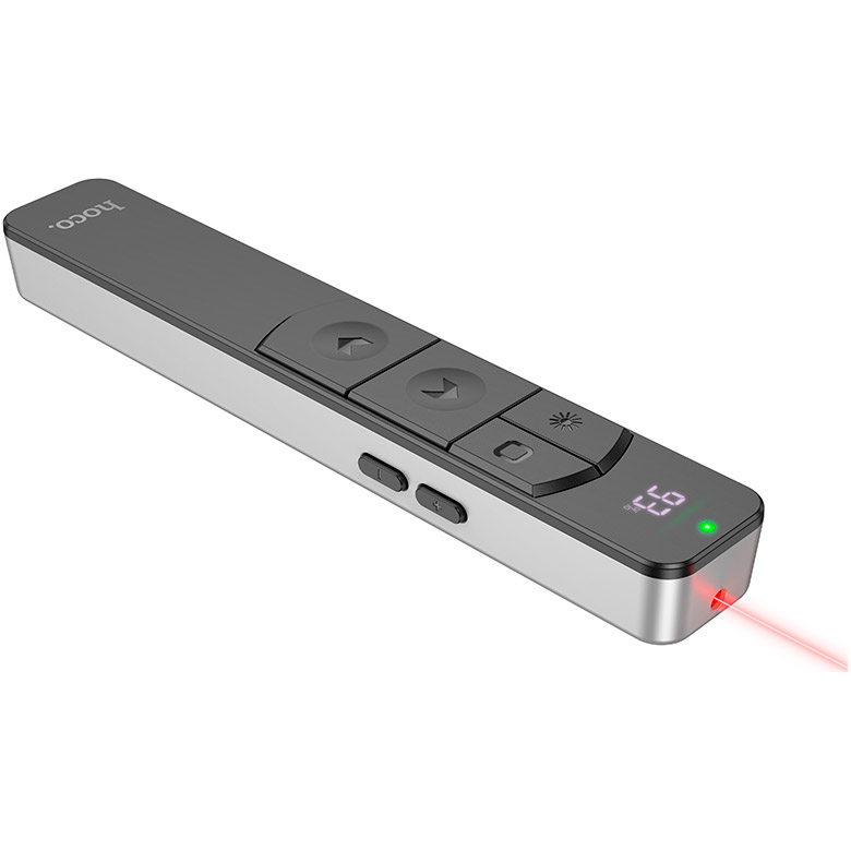 Лазерна указка HOCO GM202 Smart PPT Page Turning Pen Red Beam Black/Silver
