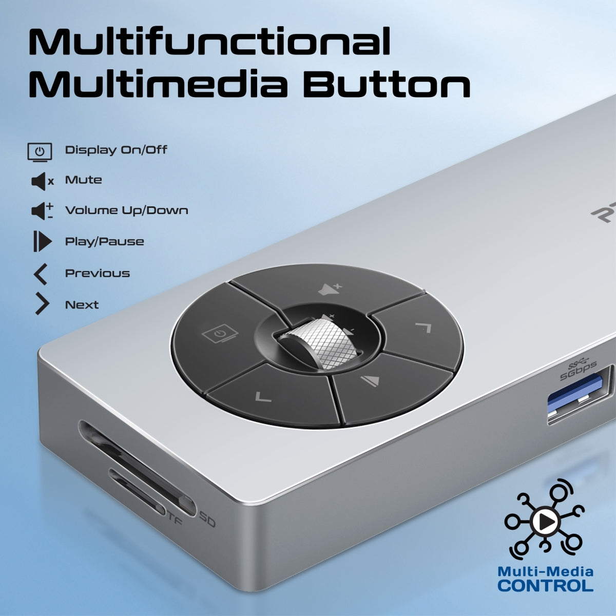 Порт-репликатор PROMATE ComandHub-Pro 14-in-1 Highspeed Multiport USB-C Hub with 100W PD Passthrough & Multimedia Controls