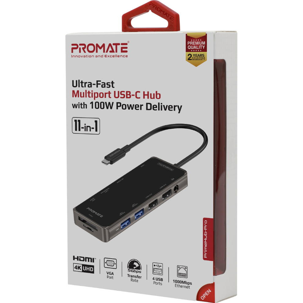 Порт-репликатор PROMATE Primehub-Pro 11-in-1 Ultra-Fast Multiport USB-C Hub with 100W Power Delivery
