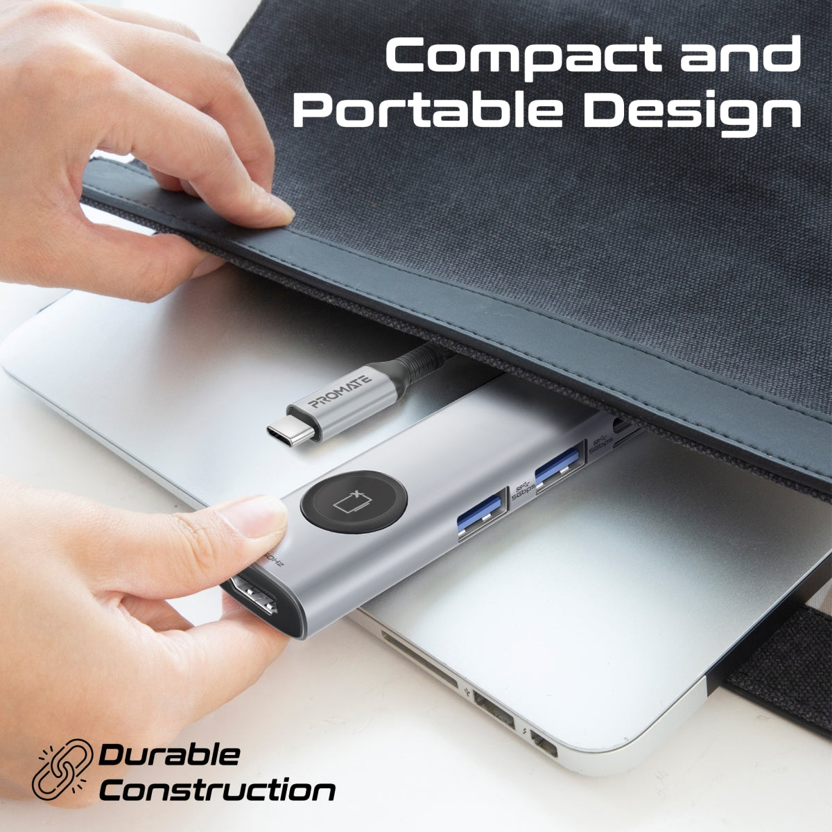 Порт-реплікатор PROMATE ComandHub-Lite 9-in-1 4K@60Hz Multi-Function High Speed USB-C Hub with Screen Privacy Button