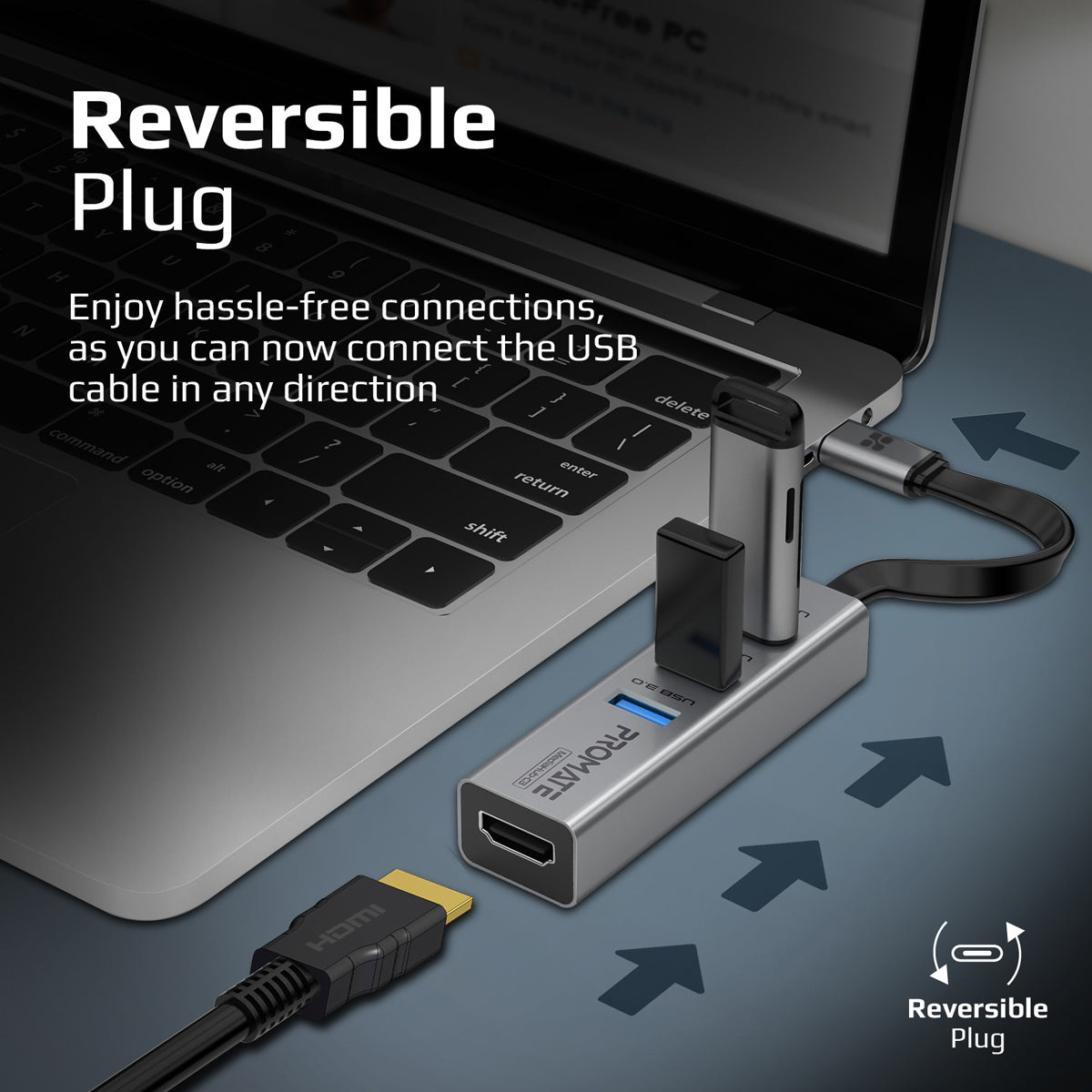 Порт-реплікатор PROMATE MediaHub-C3 4-in-1 4K Vivid Clarity USB-C to HDMI Adapter