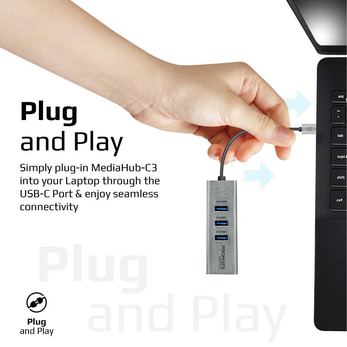 Порт-реплікатор PROMATE MediaHub-C3 4-in-1 4K Vivid Clarity USB-C to HDMI Adapter