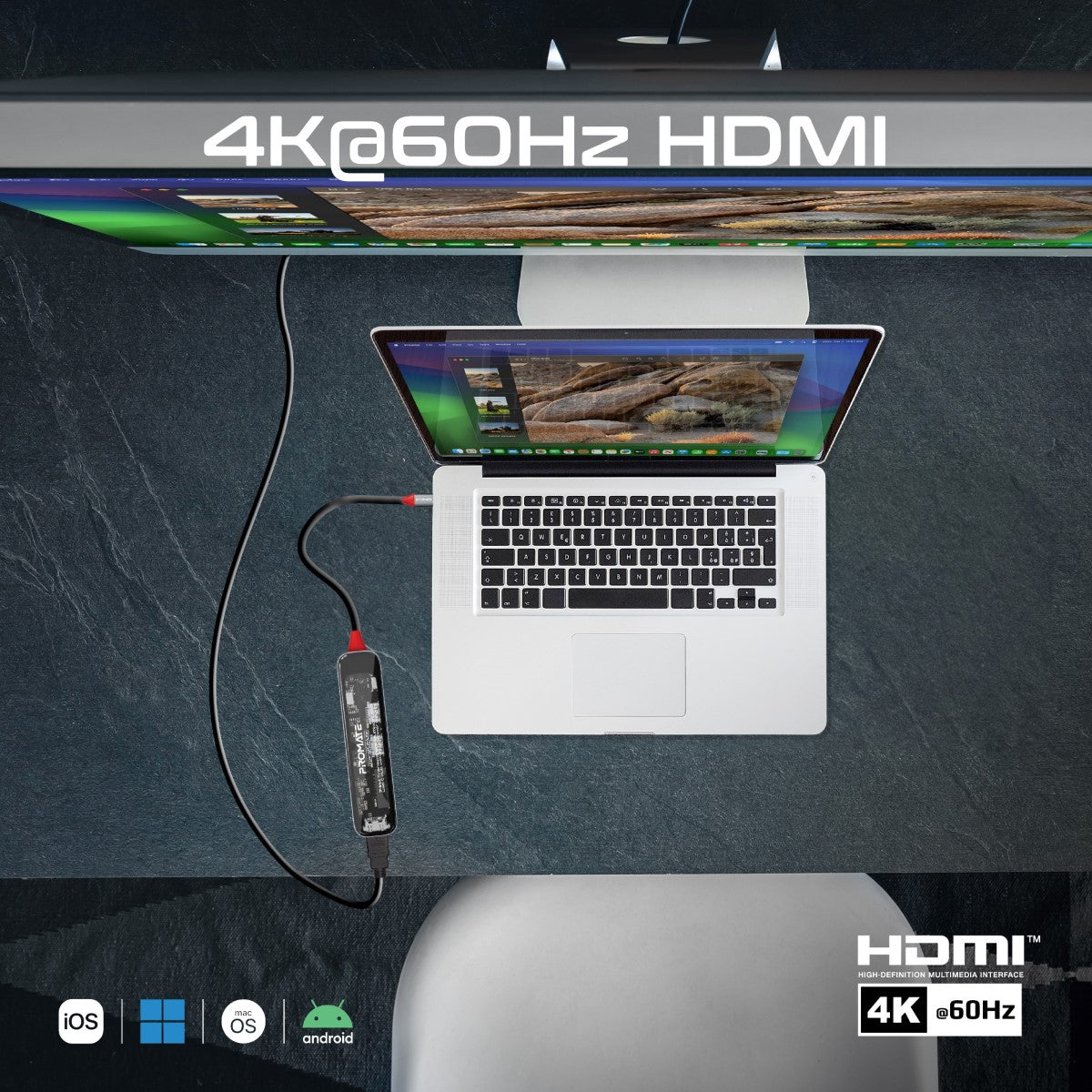 Порт-реплікатор PROMATE TransHub-Lite 7-in-1 Transparent Multiport Slim USB-C Hub with 100W Power Delivery