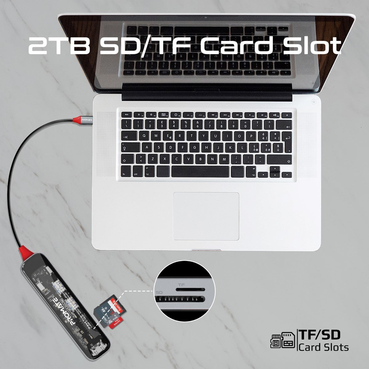 Порт-реплікатор PROMATE TransHub-Lite 7-in-1 Transparent Multiport Slim USB-C Hub with 100W Power Delivery