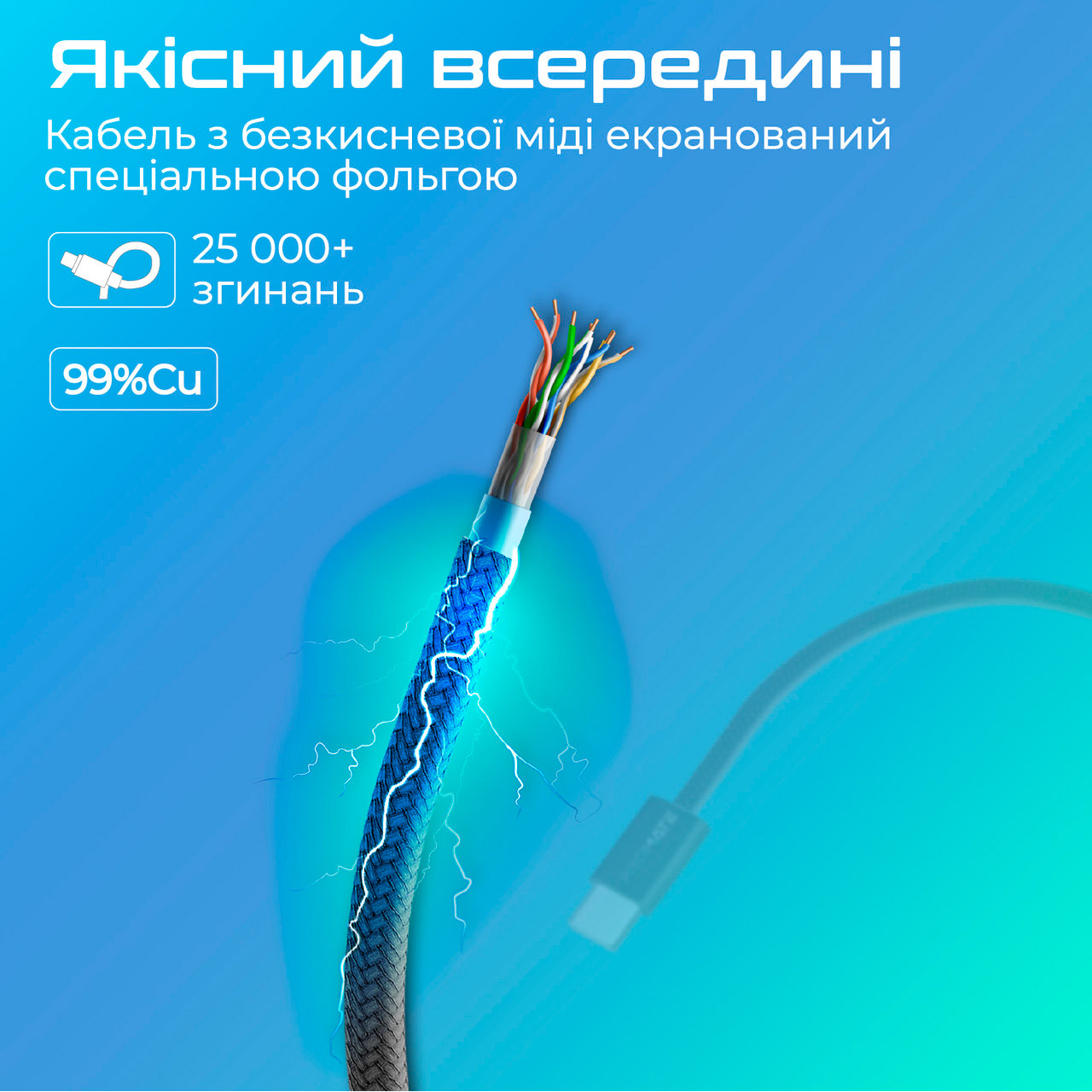 Кабель PROMATE EcoLine-CC200 USB-C to USB-C PD 60W 2м Black