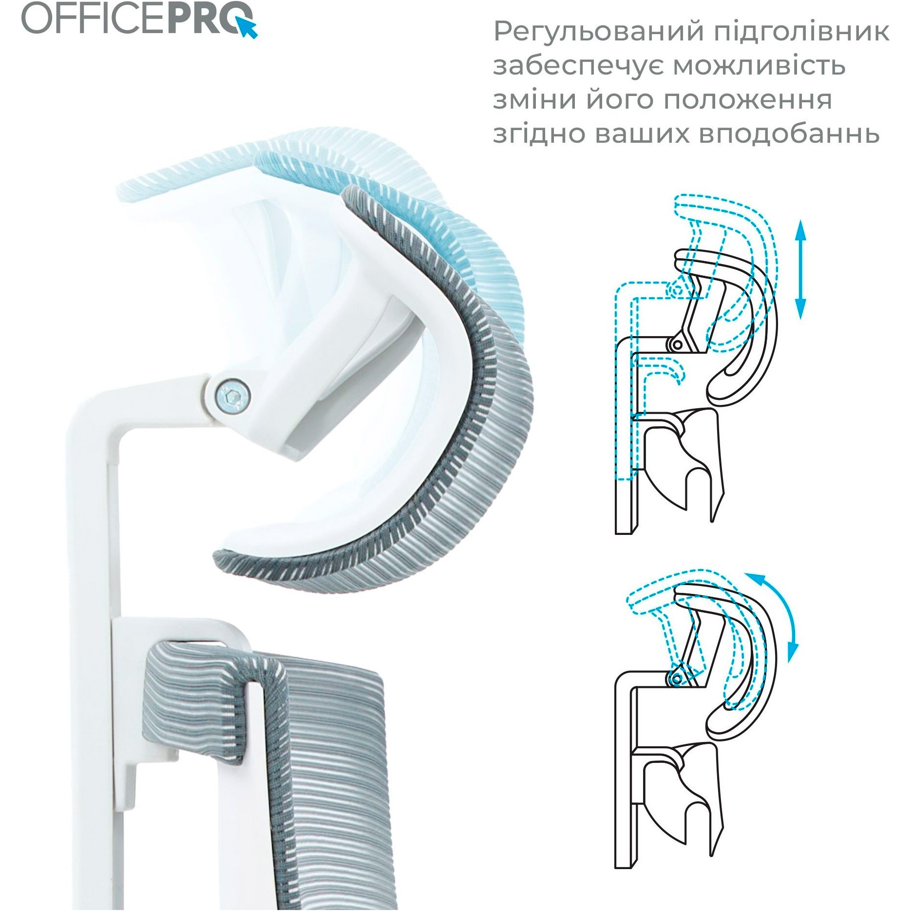 Крісло офісне OFFICEPRO Balance OC550-W-DG-BL White/Dark Gray/Blue