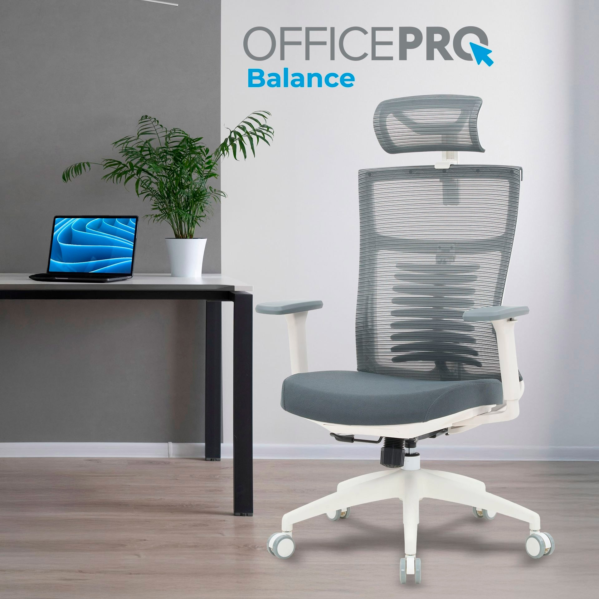 Крісло офісне OFFICEPRO Balance OC550-W-DG-DG White/Dark Gray