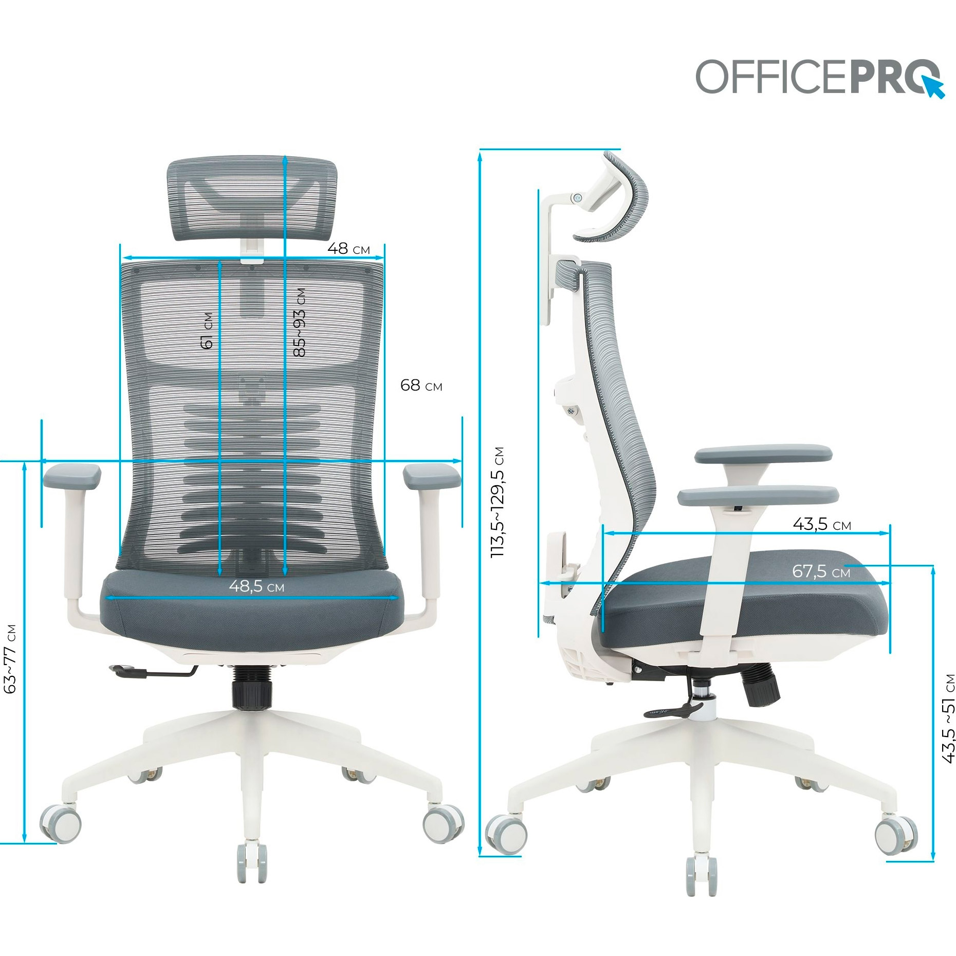 Крісло офісне OFFICEPRO Balance OC550-W-DG-DG White/Dark Gray