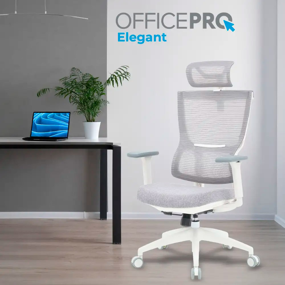 Крісло офісне OFFICEPRO Elegant OC600-W-LG-LG White/Light Gray