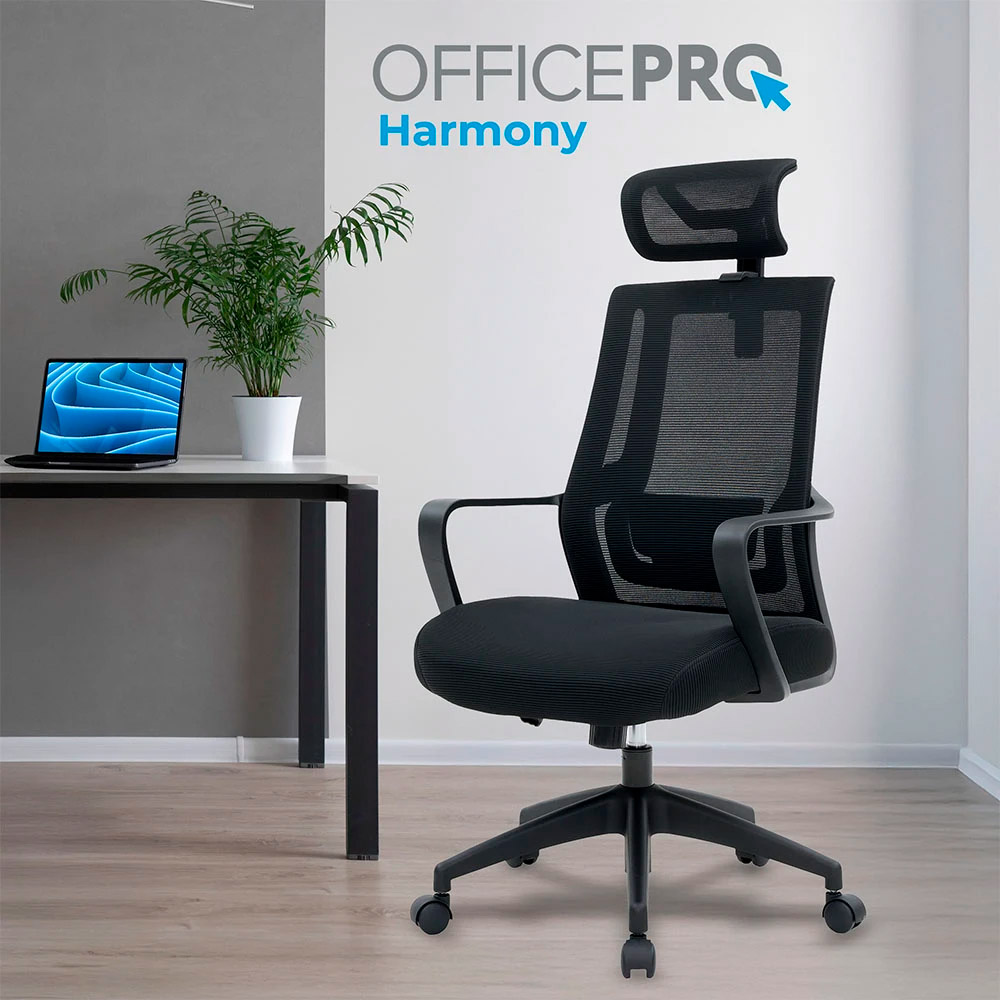 Крісло офісне OFFICEPRO Harmony OC310-B-B-B Black