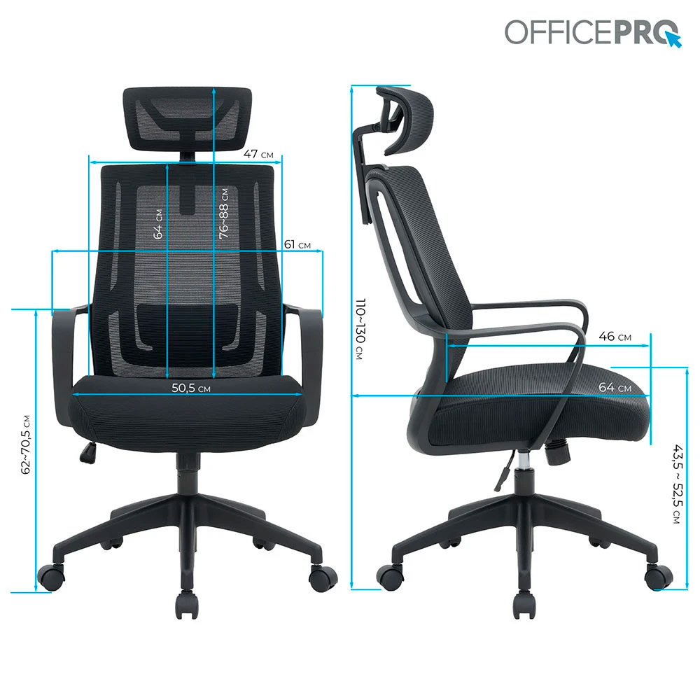 Крісло офісне OFFICEPRO Harmony OC310-B-B-B Black