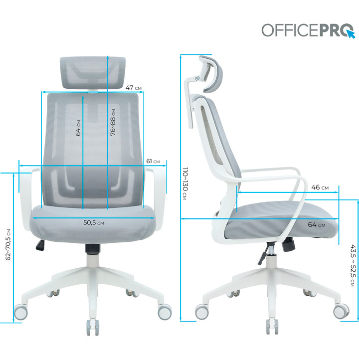 Кресло офисное OFFICEPRO Harmony OC310-W-LG-LG White/Light Gray