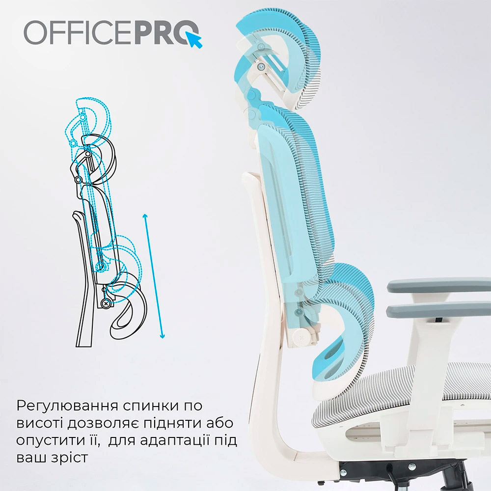 Крісло офісне OFFICEPRO Skyline OC680-W-LG-LG White/Light Gray