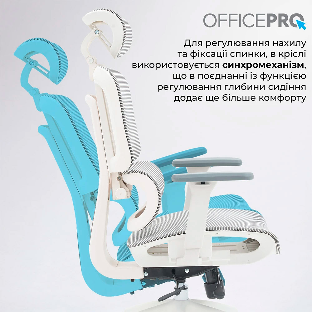 Крісло офісне OFFICEPRO Skyline OC680-W-LG-LG White/Light Gray