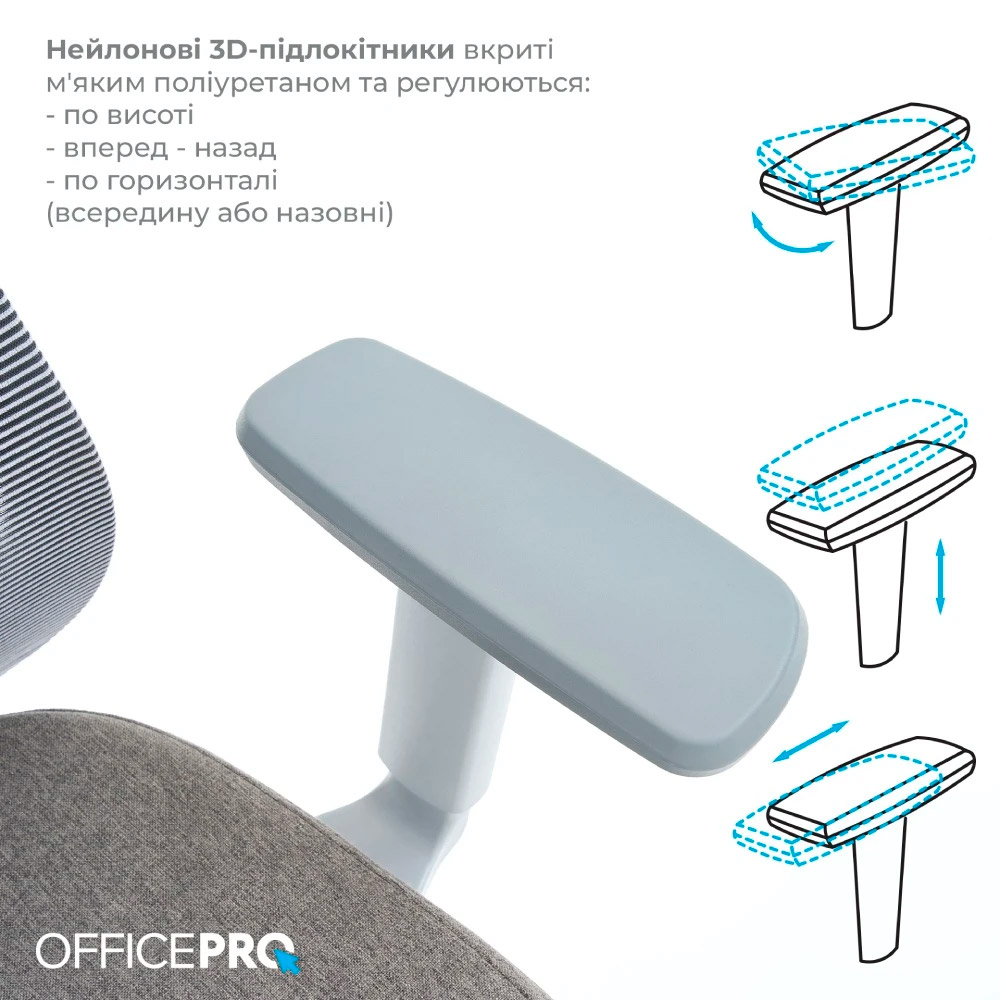 Крісло офісне OFFICEPRO Wave OC599-G-G-G Gray