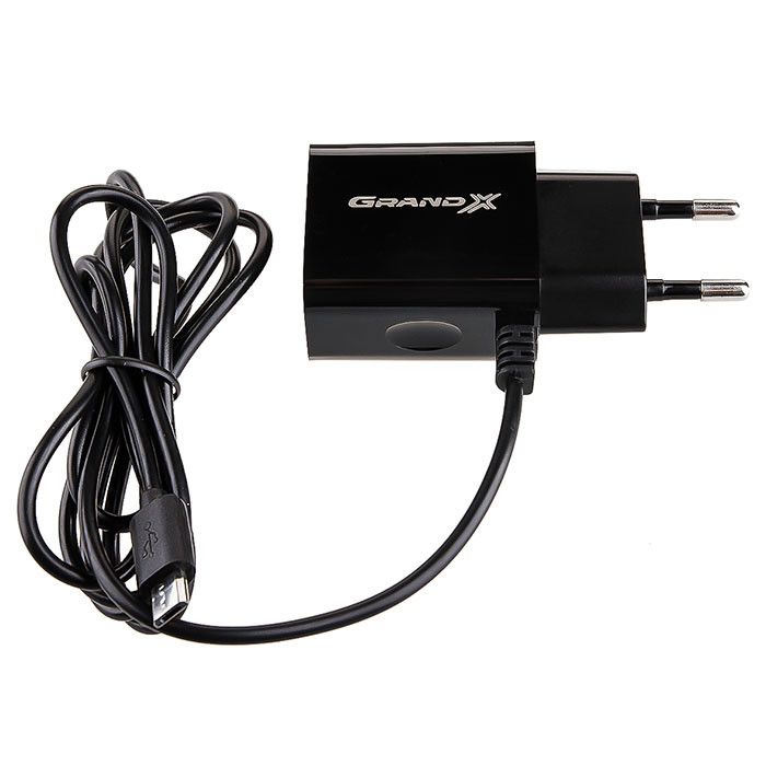 Зарядний пристрій GRAND-X CH-35 2xUSB-A, 2.1A Black w/Micro-USB cable (CH-35B)