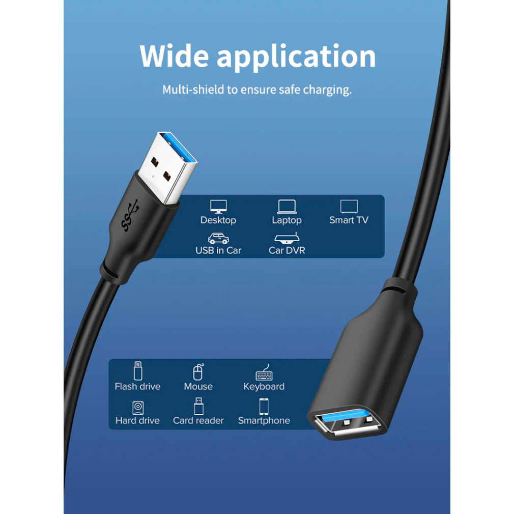 Кабель-удлинитель CABLETIME USB3.0 AM/AF 2м Black (CA11L)
