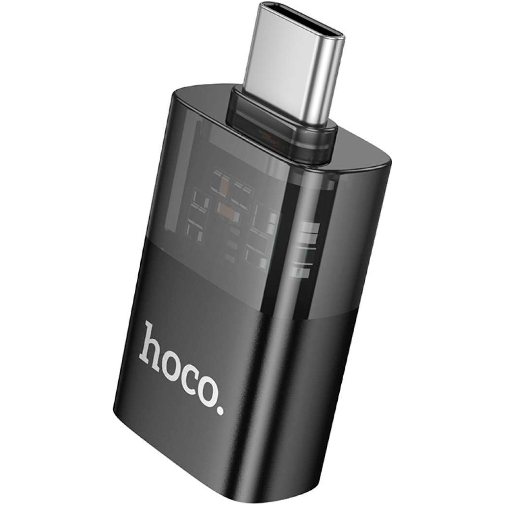 Адаптер OTG HOCO UA36B Type-C Male to USB-A Female OTG Transparent Adapter Black