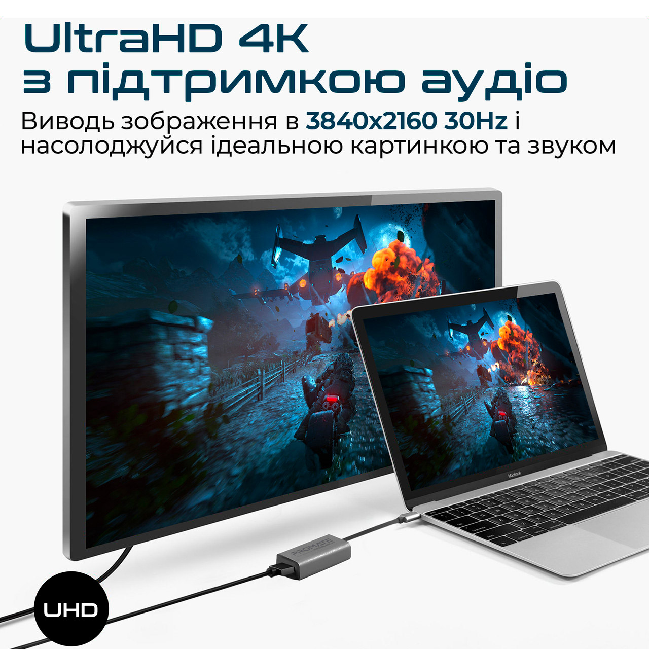 Адаптер PROMATE MediaLink-H1 USB-C to HDMI Gray