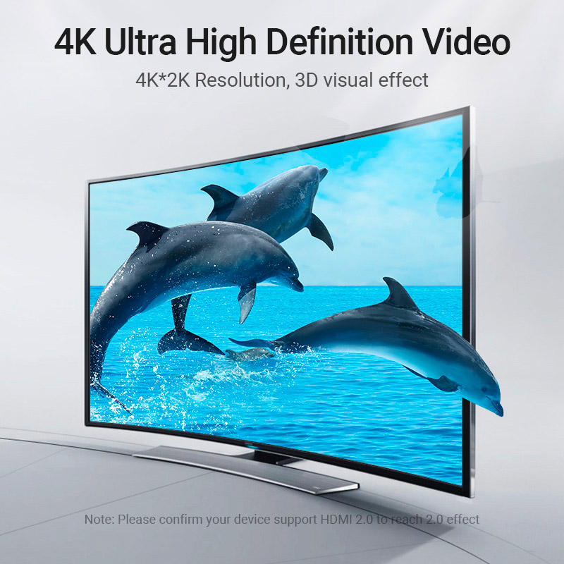 Кабель VENTION Right Angle Cable 90 Degree HDMI v2.0 1м Black (AARBF)