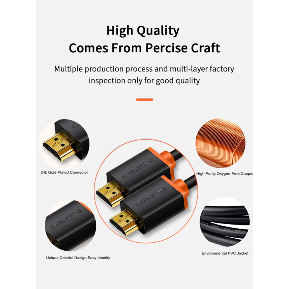 Кабель CABLETIME 4K 60Hz HDMI v2.0 3м Black (CH23N)