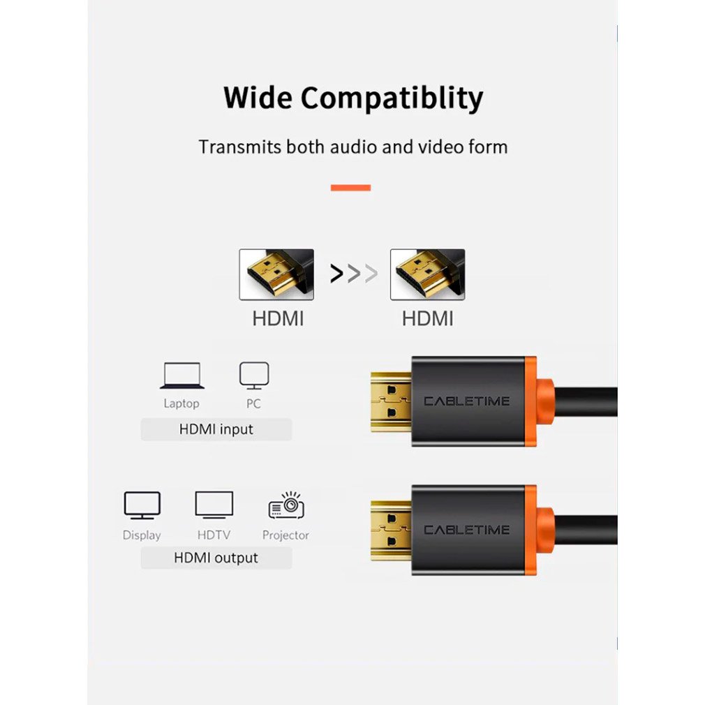 Кабель CABLETIME 4K 60Hz HDMI v2.0 3м Black (CH23N)