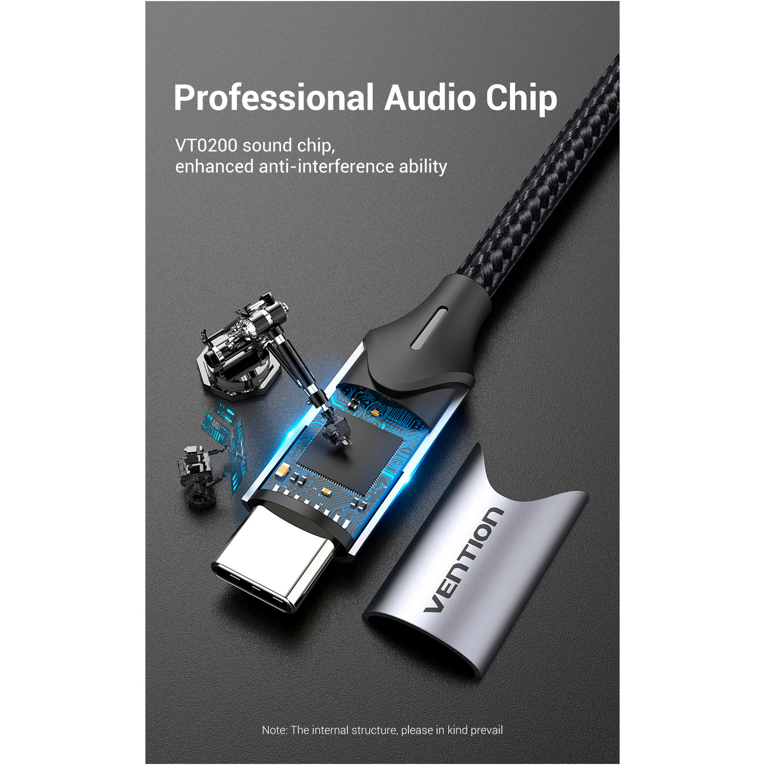 Кабель VENTION TRS Audio & Mic Jack Splitter Cable USB-C to 3.5mm 0.3м Black (BGPHY)