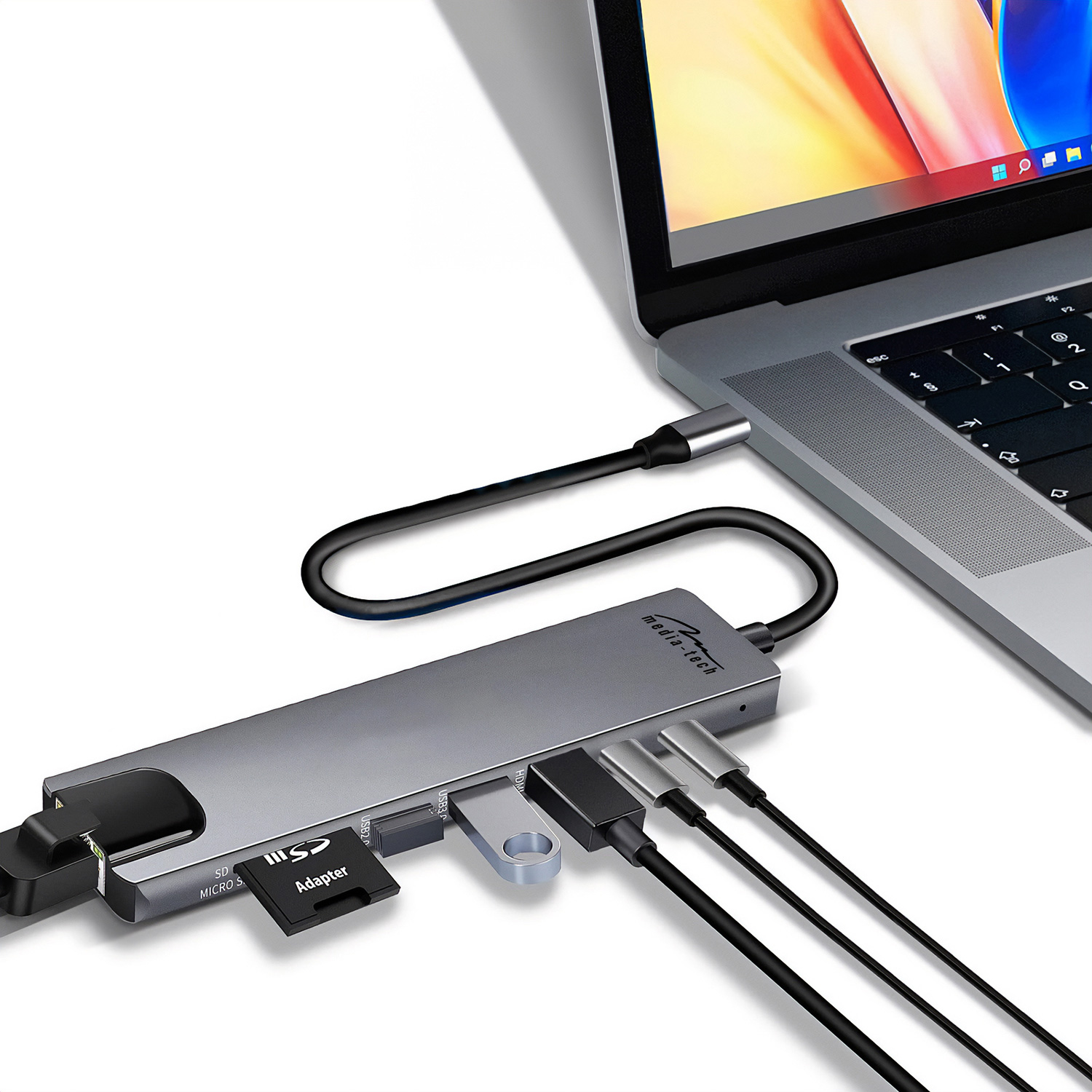 Порт-реплікатор MEDIA-TECH 8-in-1 Giga LAN Hub MT5046