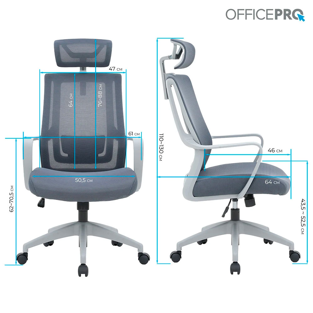 Крісло офісне OFFICEPRO Harmony OC310-G-G-G Gray