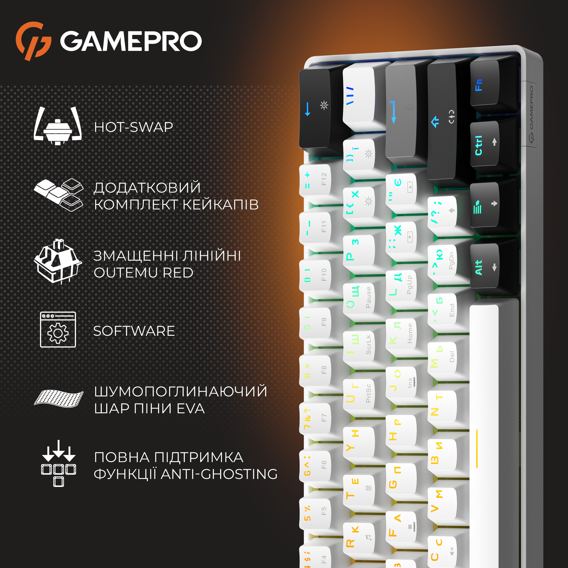 Клавіатура GAMEPRO Genesis Infinity MK130 White