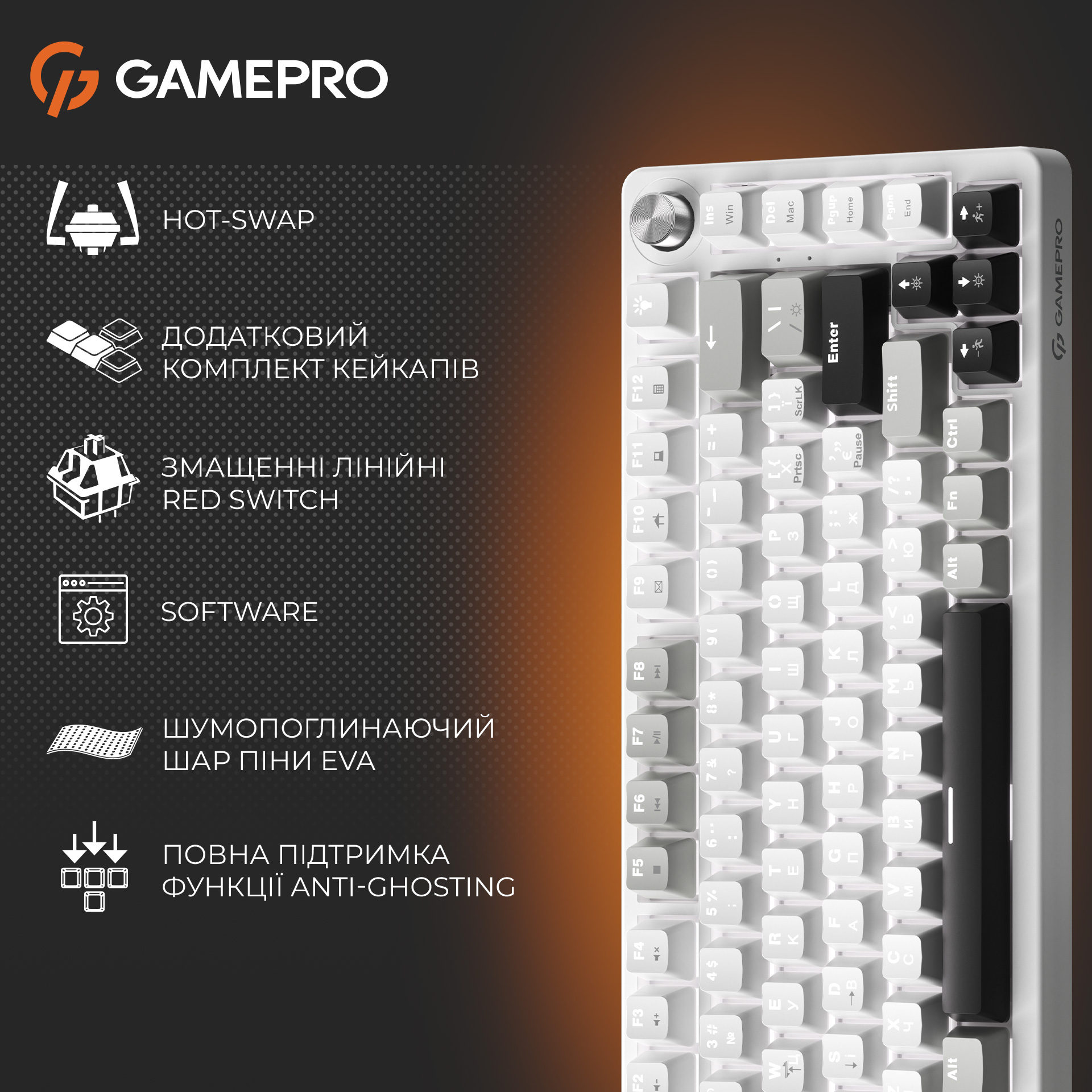 Клавіатура GAMEPRO Genesis Silverlight MK126 Gray