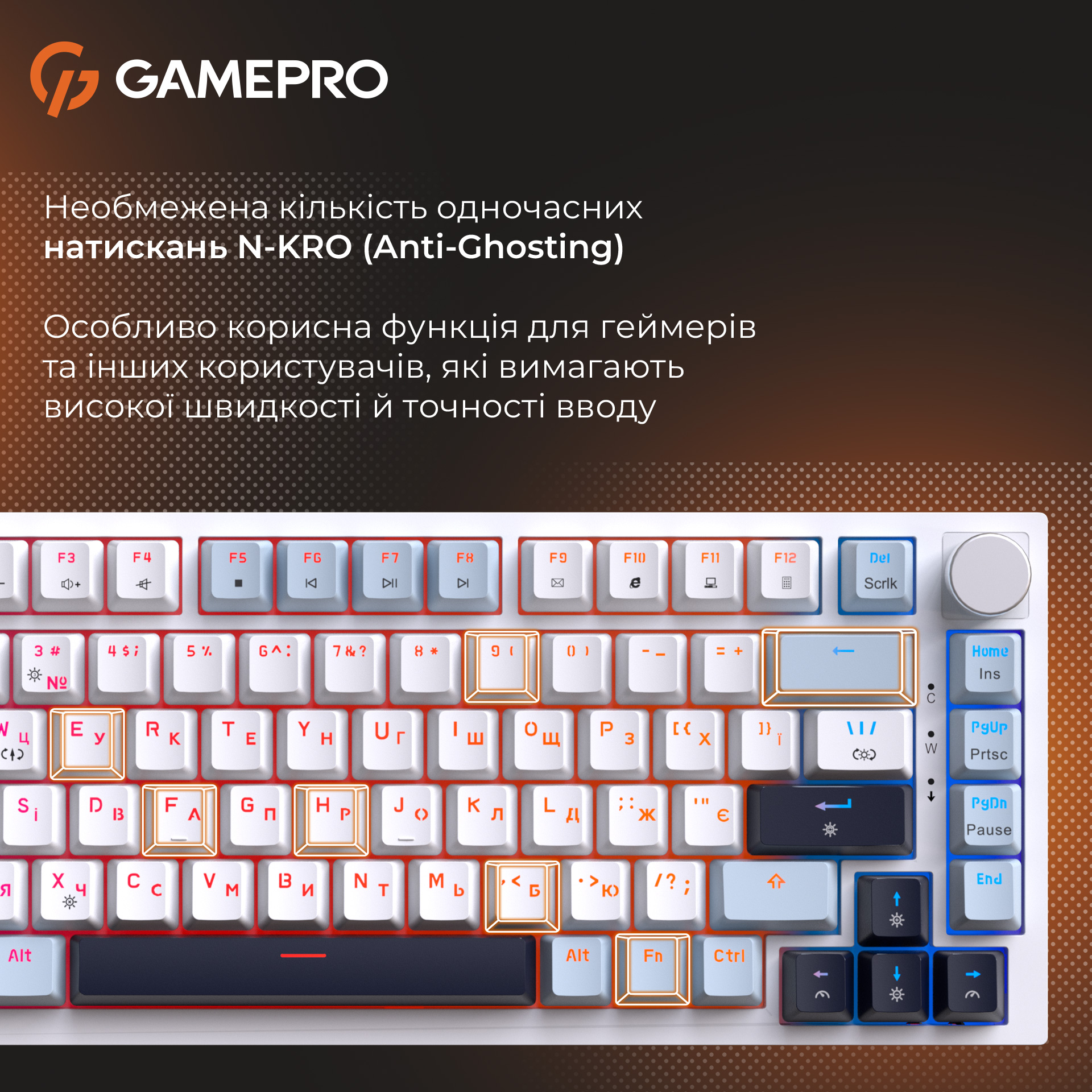 Клавіатура GAMEPRO Genesis Warden MK160 Blue/White