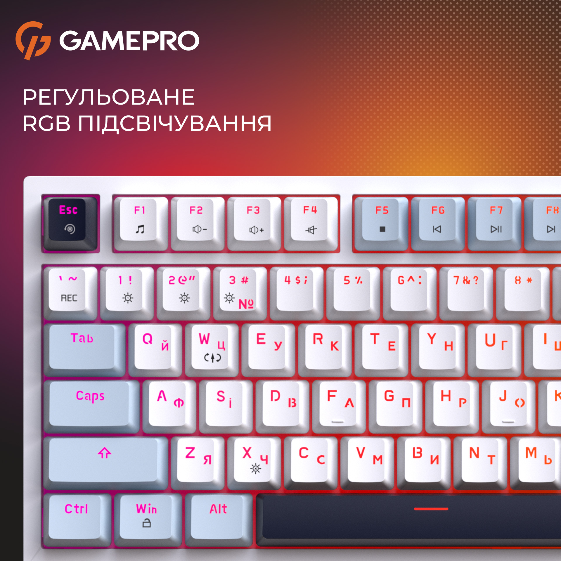 Клавіатура GAMEPRO Genesis Warden MK160 Blue/White