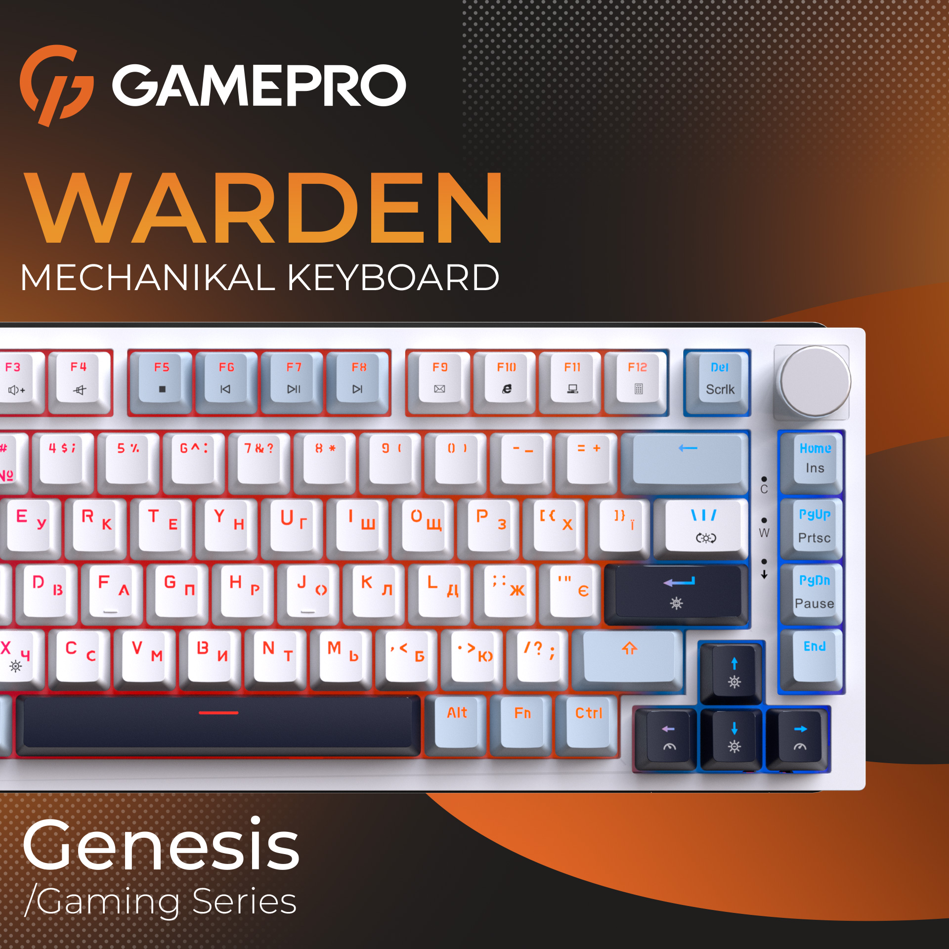 Клавіатура GAMEPRO Genesis Warden MK160 Blue/White