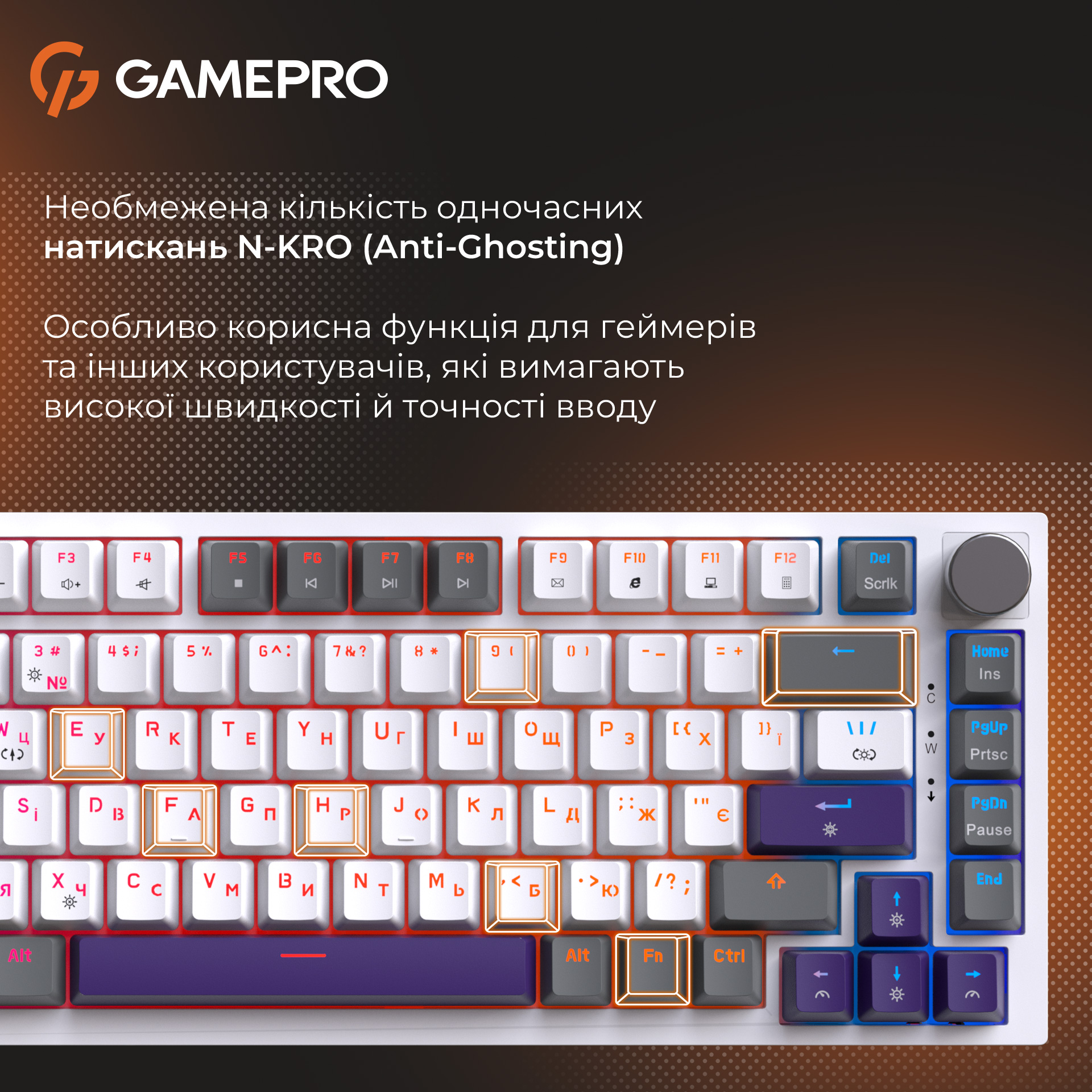 Клавіатура GAMEPRO Genesis Warden MK160 White/Gray