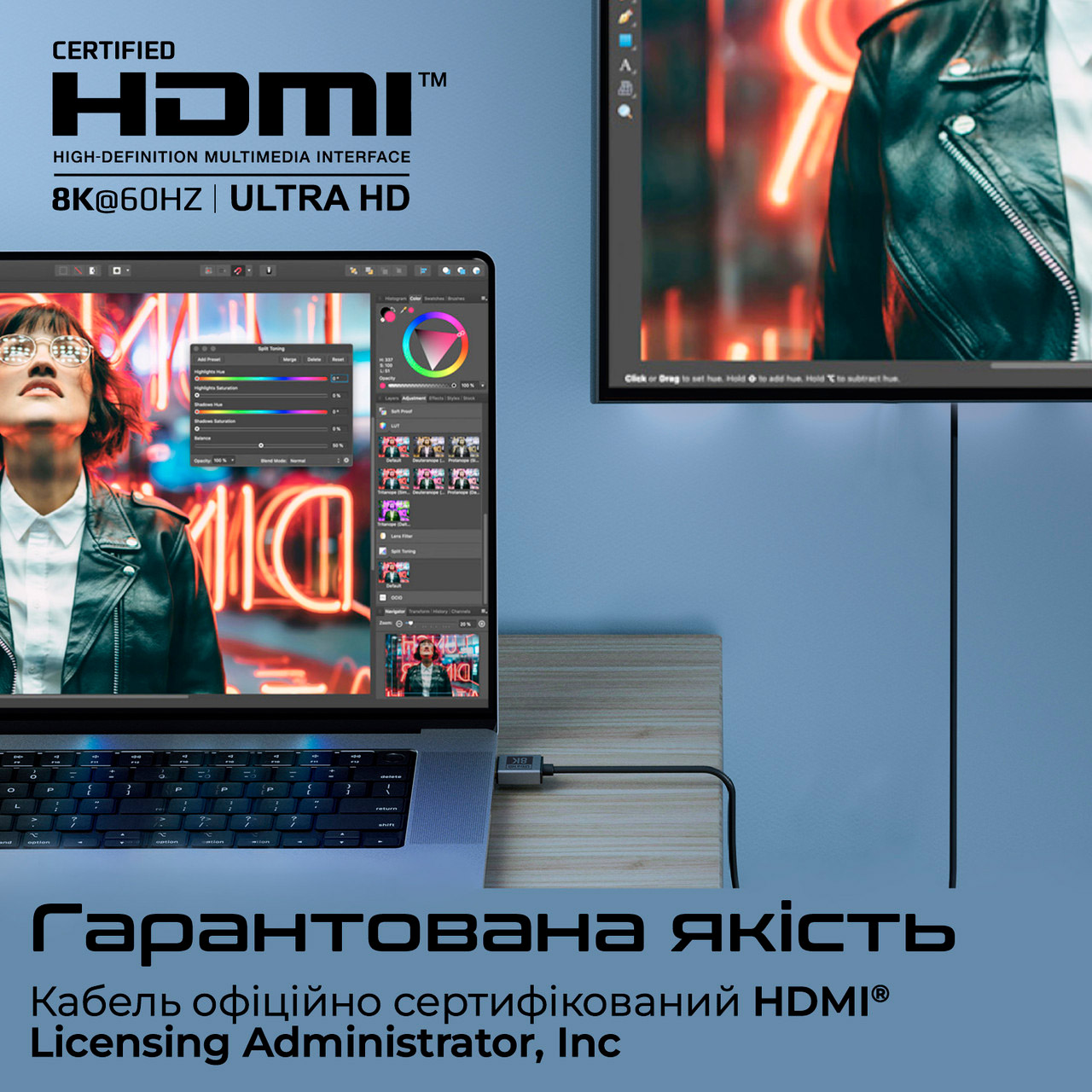 Кабель PROMATE PrimeLink Certified Ultra-High-Speed 8K@60Hz HDMI v2.1 1.5м Slim Flexible Black/Gray