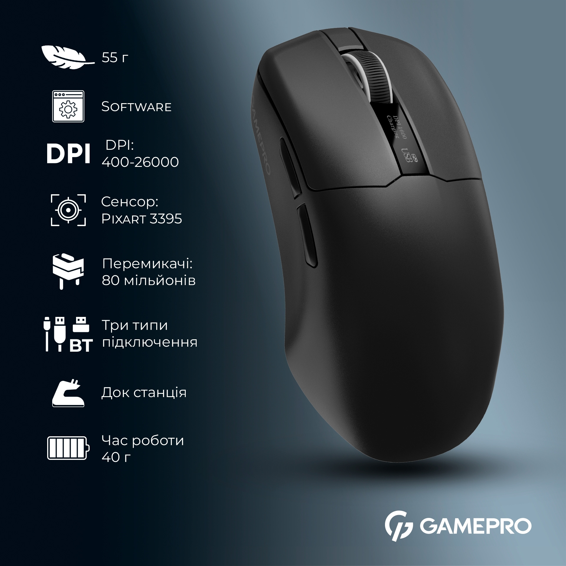 Миша ігрова GAMEPRO Asgard Thor Black