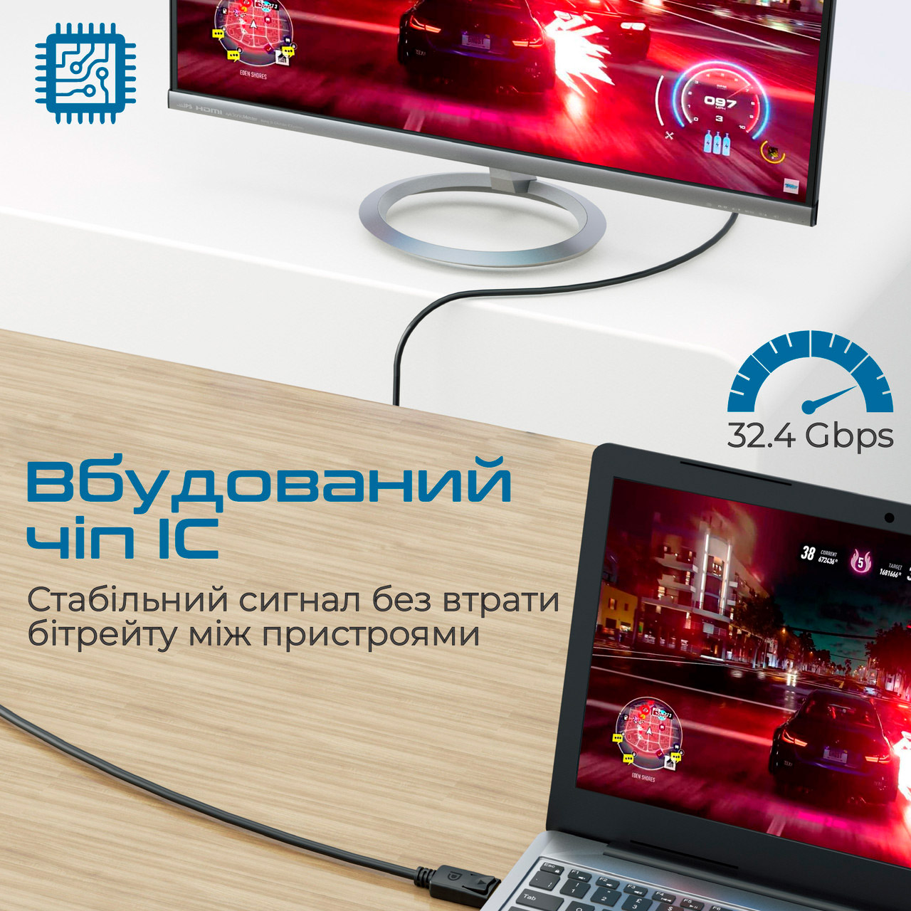 Кабель PROMATE DPLink 8K@60Hz DisplayPort 2м Black