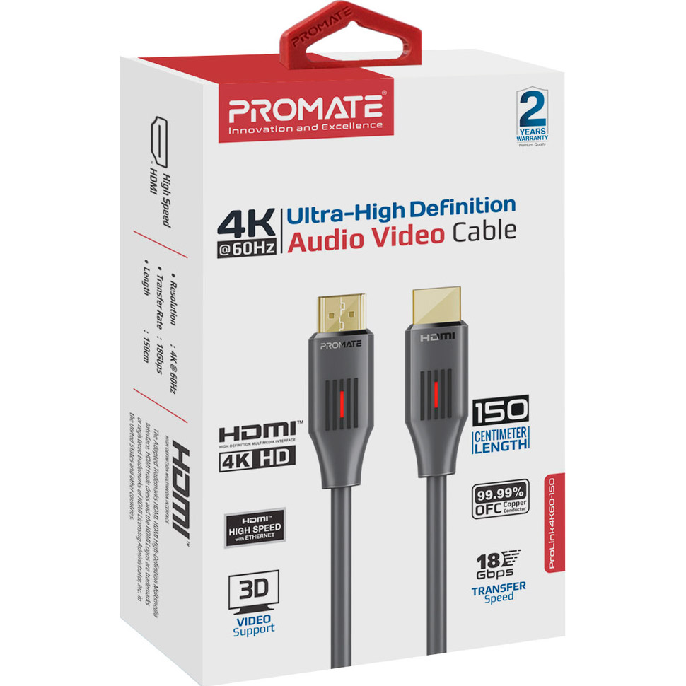 Кабель PROMATE ProLink 4K@60Hz HDMI v2.0 1.5м Black